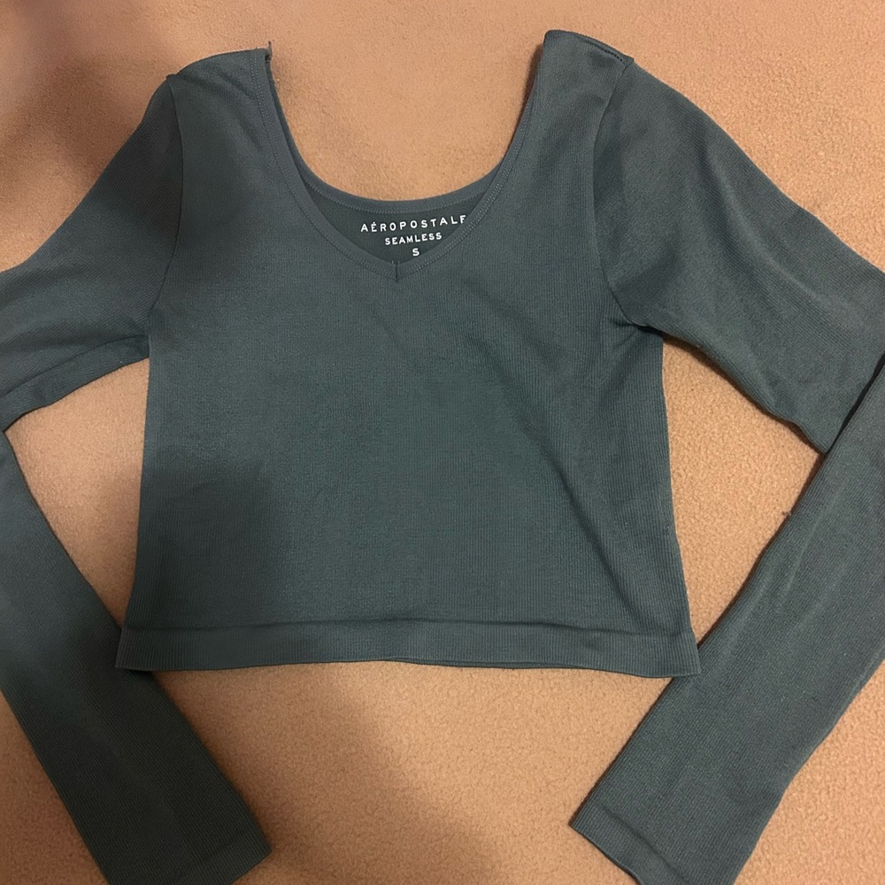 Aeropostale Green Fitted Crop Bodysuit